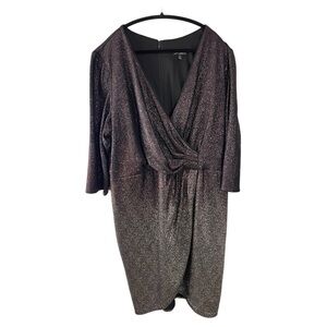 Lane Bryant Dress Womens 26 Purple Black Ombre Foil Surplice Stretch 3/4
Sleeve